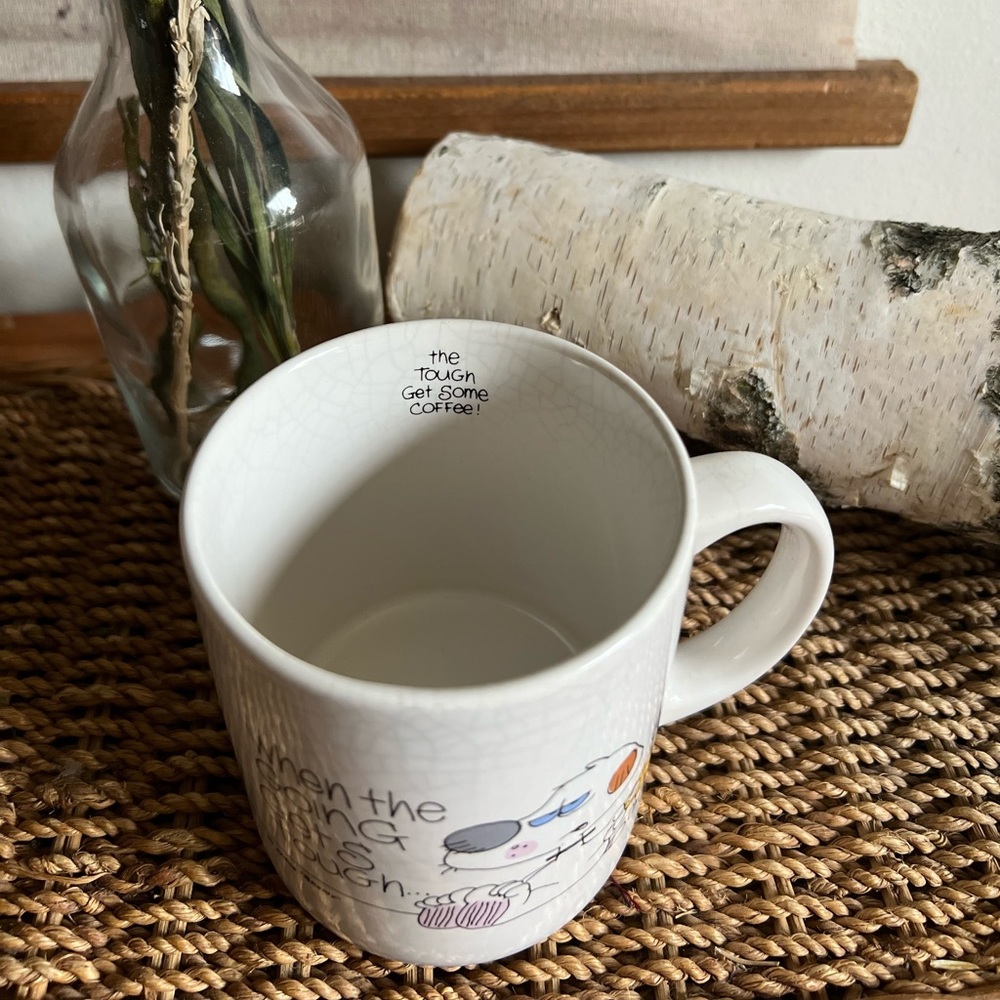 Vintage 1988 Novelty “The Tough Get Some Coffee” Cartoon Dog Mug - Picture 4 of 8